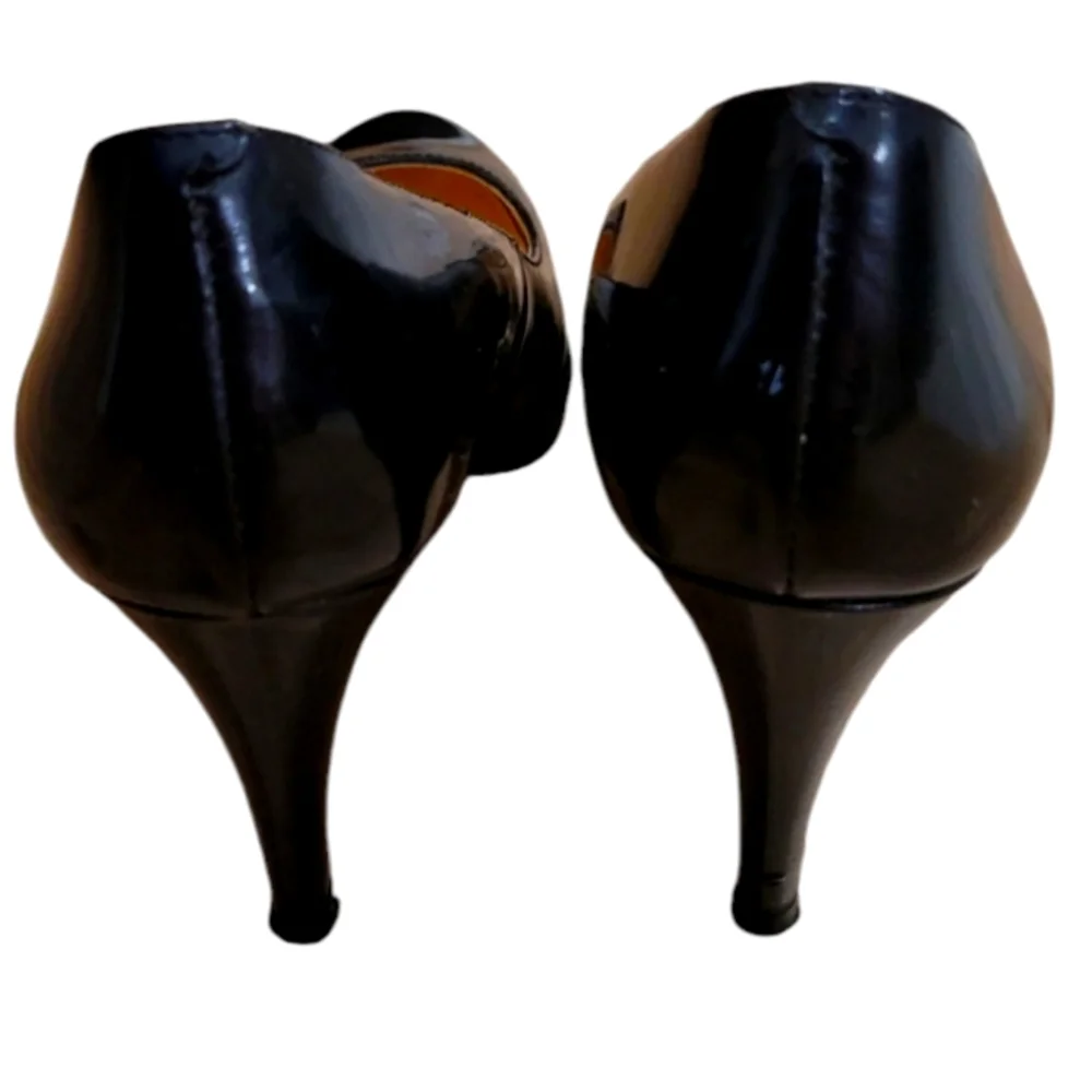 Cole Haan Heels Black Patent Leather Platform Lightly Cushioned Almond Toe